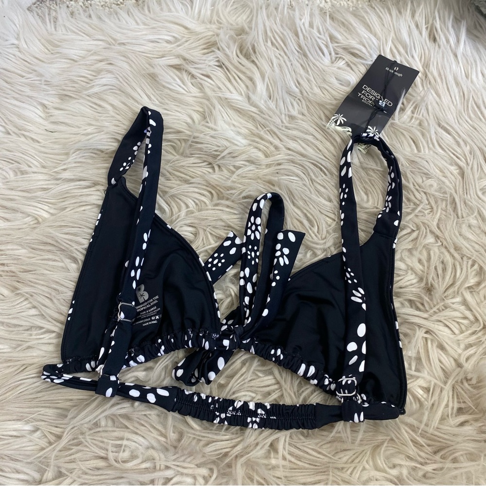 NWT Blackbough Black White Flower Twilly Bikini Swim Top in Moon Bloom Print - Picture 5 of 7